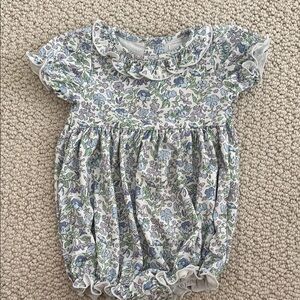 Floral Blue and Green Kids One Piece